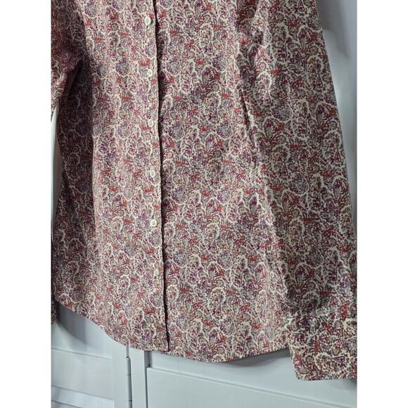 Lands End Multi Floral No-Iron Long Sleeve Button Down Shirt Women's Size 6 - Picture 2 of 5